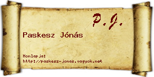 Paskesz Jónás névjegykártya